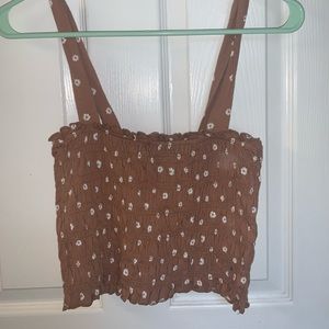 NWOT copper colored floral crop tank